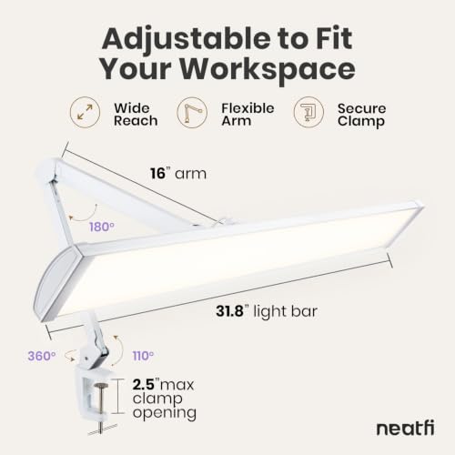 Pro LED Task Lamp with Clamp (White-8 / 31.8-Inch Wide Shade)