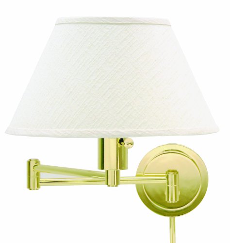 WS14-91 Home/Office Collection Swing-Arm Wall Lamp, Oil Rubbed Bronze with Off-White Linen Hardback Shade (Oil-Rubbed Bronze)
