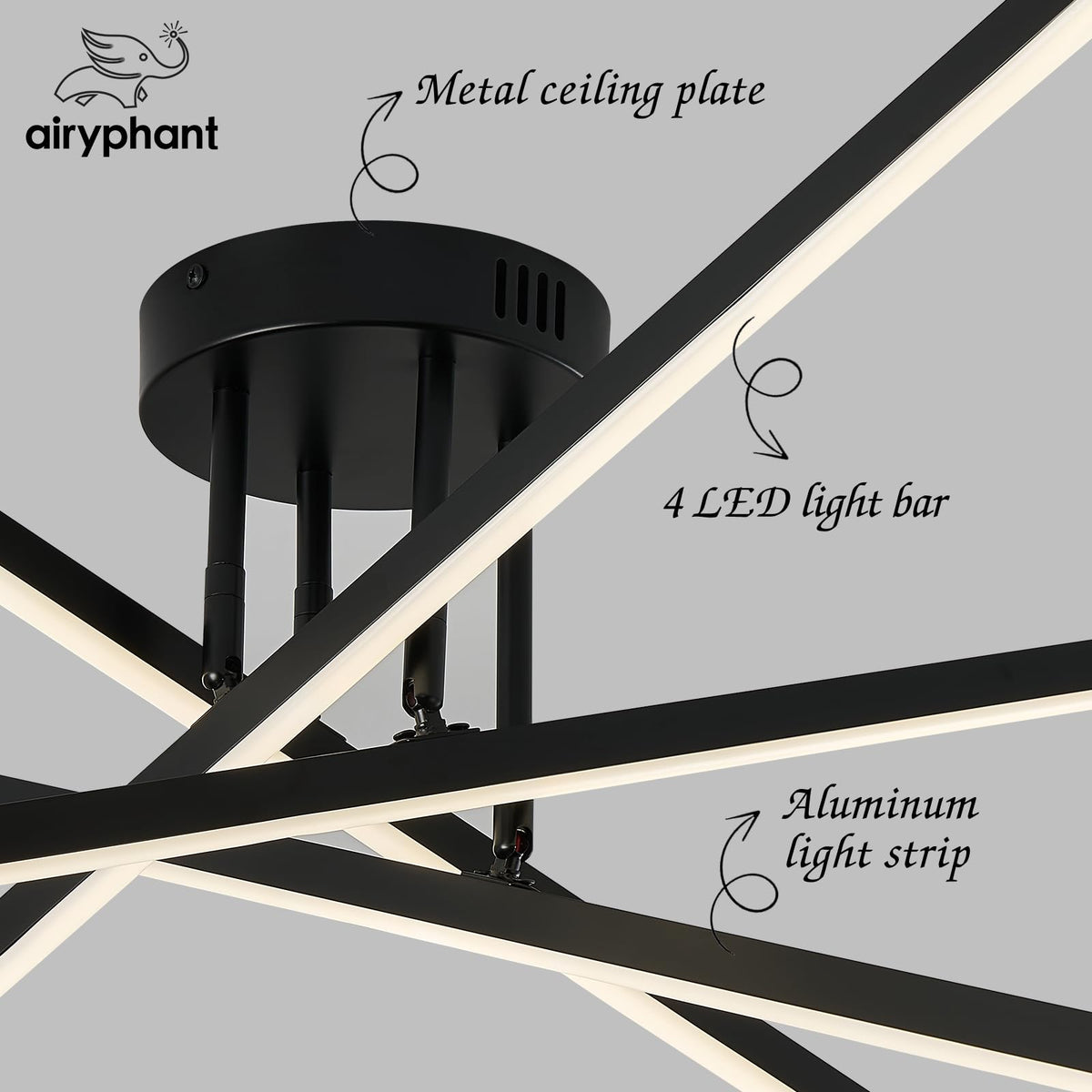 Modern 31.5" Black Semi (Black-A / 4 Lights - Remote Control - 31.5")
