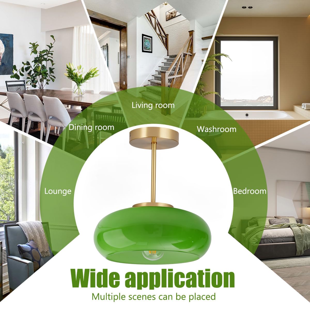 Green Glass Ceiling Light (Green)