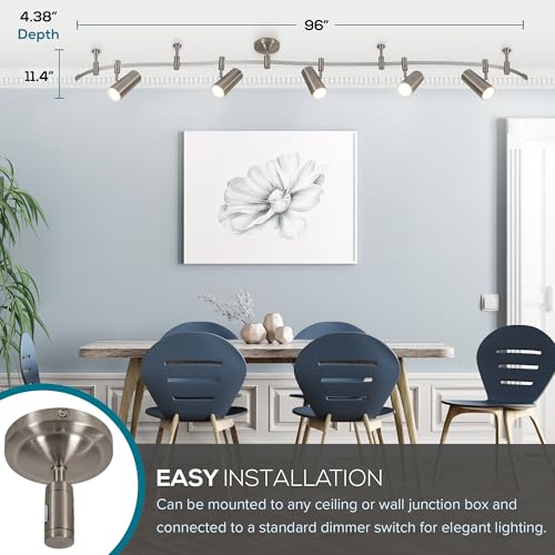 Ellipse Track Ceiling Light with 5 Adjustable LED Heads (Brushed Nickel)