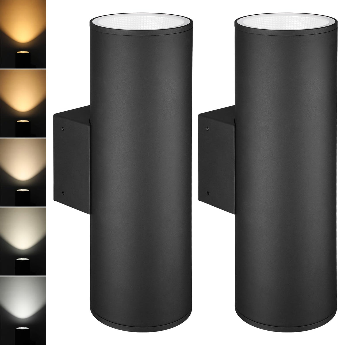 2 Pack 22 Inch 5CCT LED Cylinder Up Down Wall Light Outdoor (5CCT / 22 Inch)