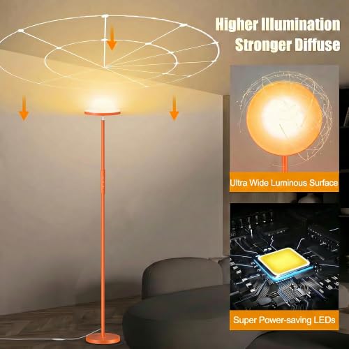 Floor Lamp Upgraded 40W 4000LM Super Bright Torchiere LED Floor Lamps for Living Room (Orange)