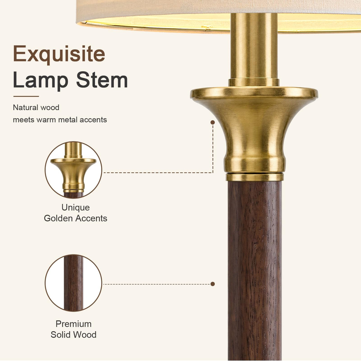 Wood Table Lamps 27.5" Mid Century Modern Lamps for Living Room Bedroom (27.5’‘ Wood & Walnut)