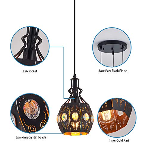 3 Light Industrial Pendant Lighting Vintage Hanging Ceiling Light Fixtures (YLC13-3HBlack)