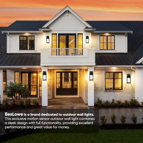 2 Pack 13” Upgraded Motion Sensor Outdoor Wall Lights (Black / 13in)