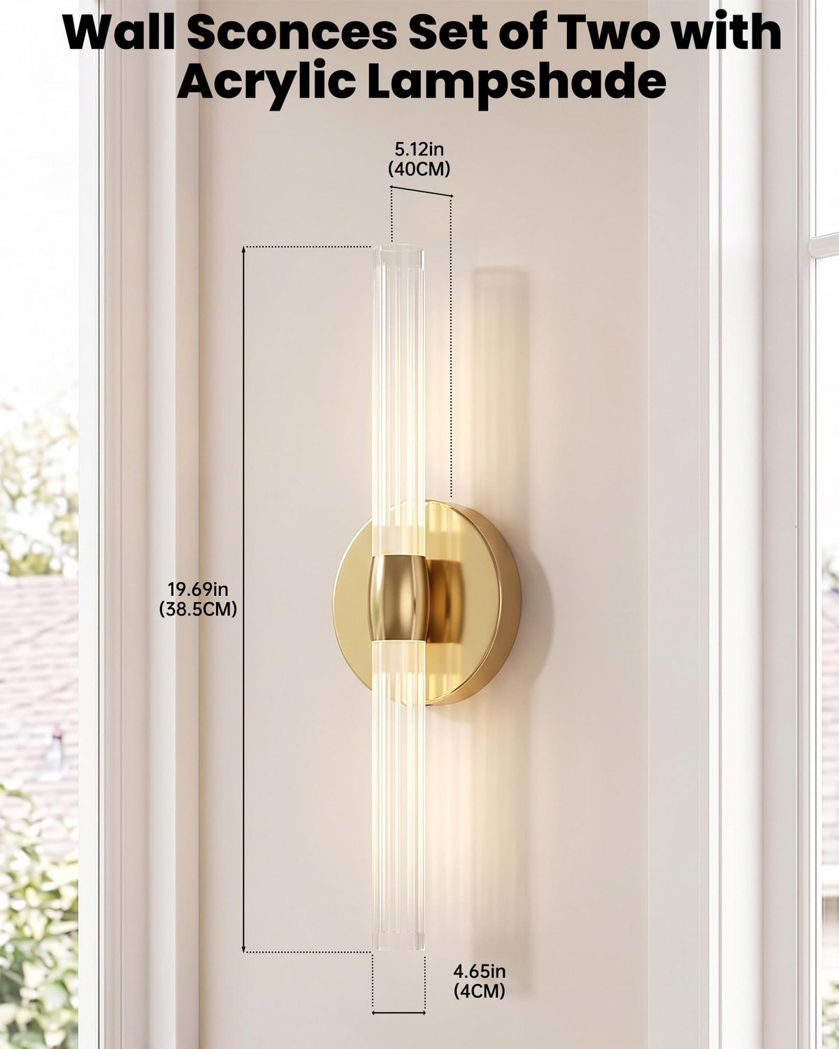 Hardwired Wall Sconces Set of 2 (Gold)