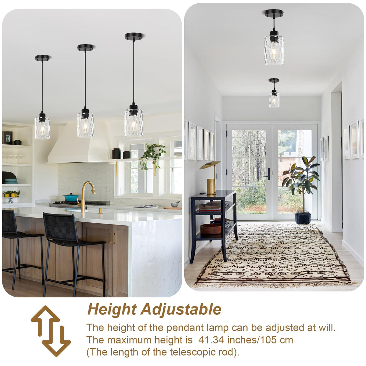 3 Pack Black Modern Pendant Light Fixtures (Black-3Pack)
