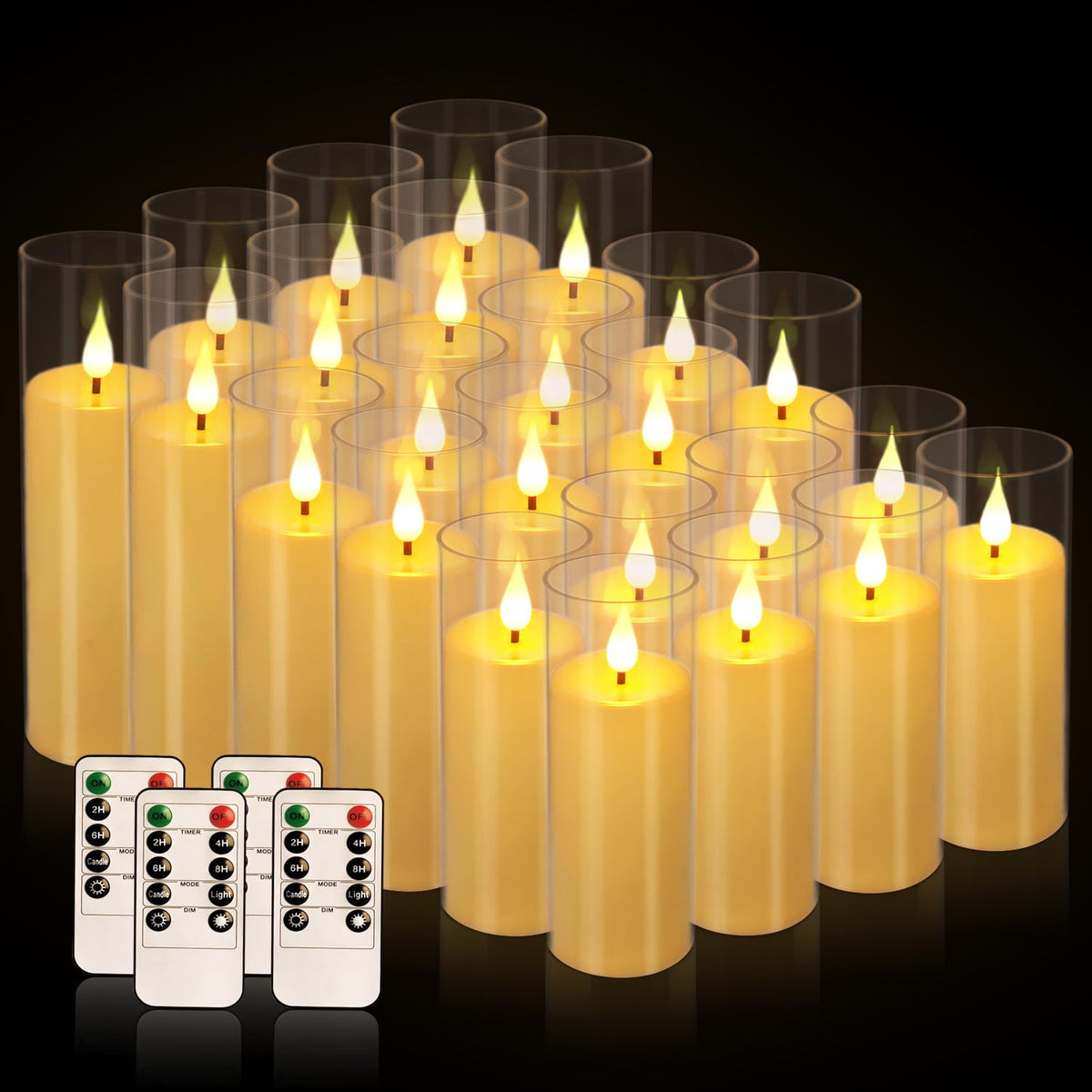 Flickering Flameless Candles Battery Operated with Remote (24 Pack Ivory-3)