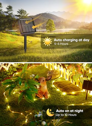 39FT 100LED Solar Rope Lights Outdoor Waterproof (Warm White / 100 LED)