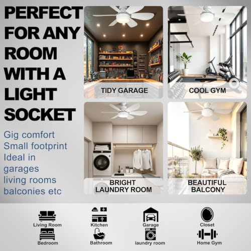Screw in Ceiling Fan with Light (White-2)