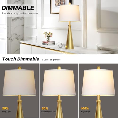 28" Modern Gold Touch Table Lamp for Living Room (C Gold-1PK)