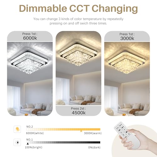 Crystal Chandeliers Modern Led Luxury Flush Mount Ceiling Light 34 (Silver / 34 Inches)
