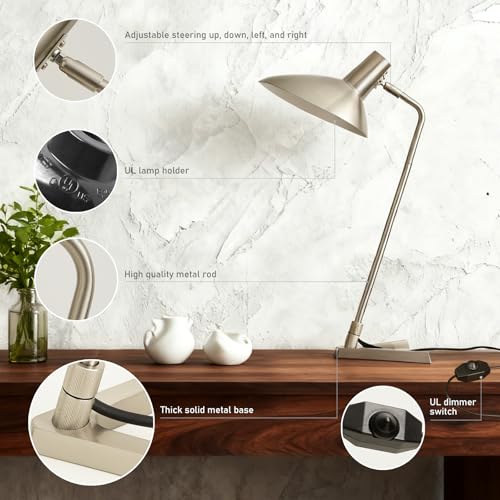 Industrial Desk Lamp Metal Modern Table Lamp 22" (Brushed Nickel)