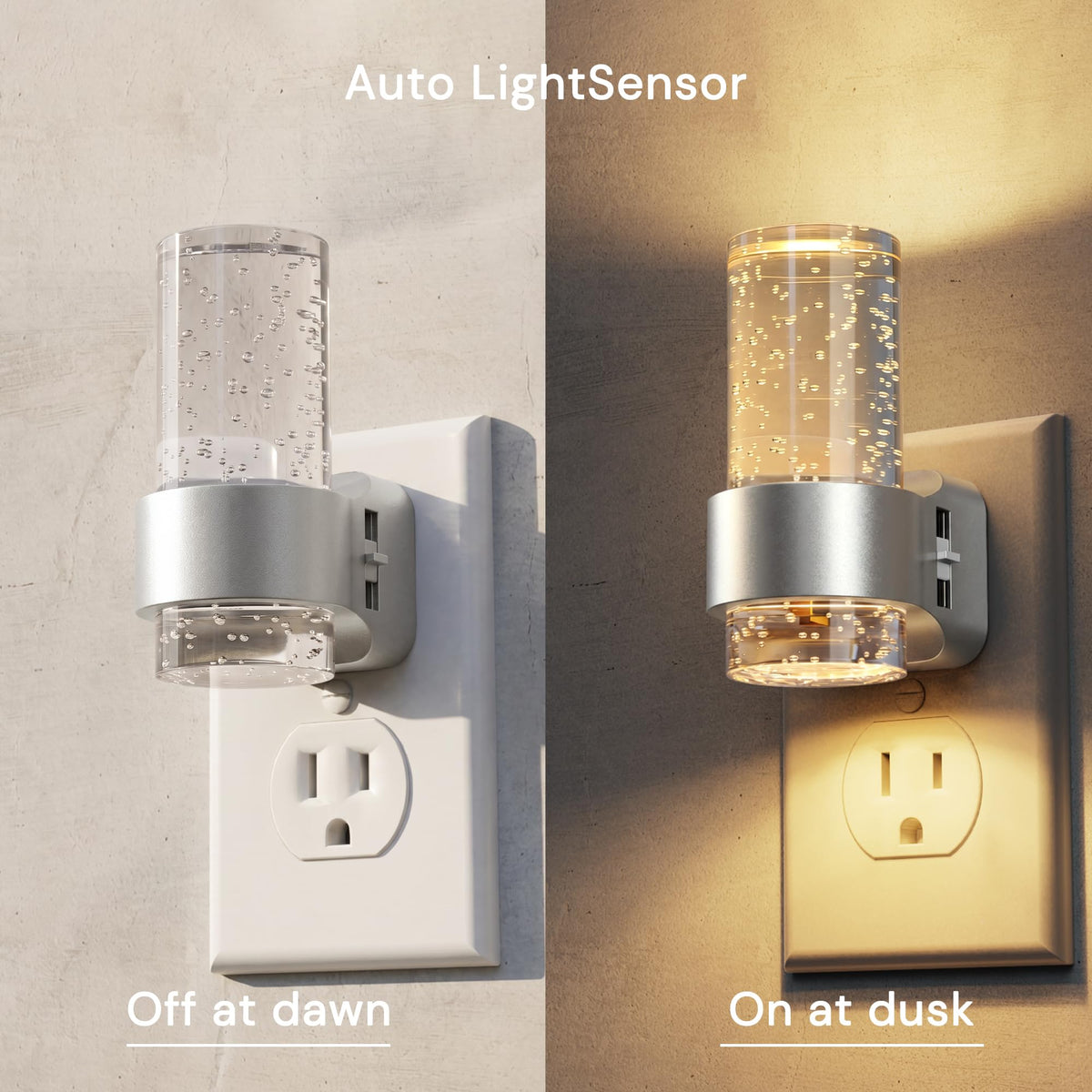 Night Lights Plug into Wall (Sliver Ring-3CCT-Mini / 4 Pack)