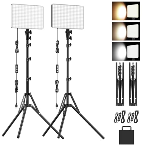 2 Pack LED Video Lighting Kit (2-Pack / 15W Studio Light)