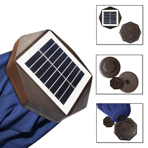 USA 10-Year-Non-Fading 10ft Market Patio Umbrella, Commercial Grade Table Sun Umbrella with 80 Solar LED Lights, Crank Open, Windproof & UPF 50+ UV Protection for Garden, Deck, Pool, Backyard, No Tilt, Navy Blue (Navy Blue / 10FT(Single Vent No Tilt))