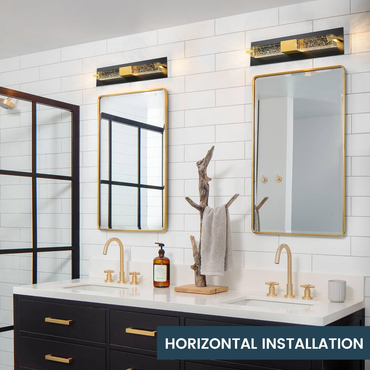 LED Wall Sconce Light (Black Gold 19")