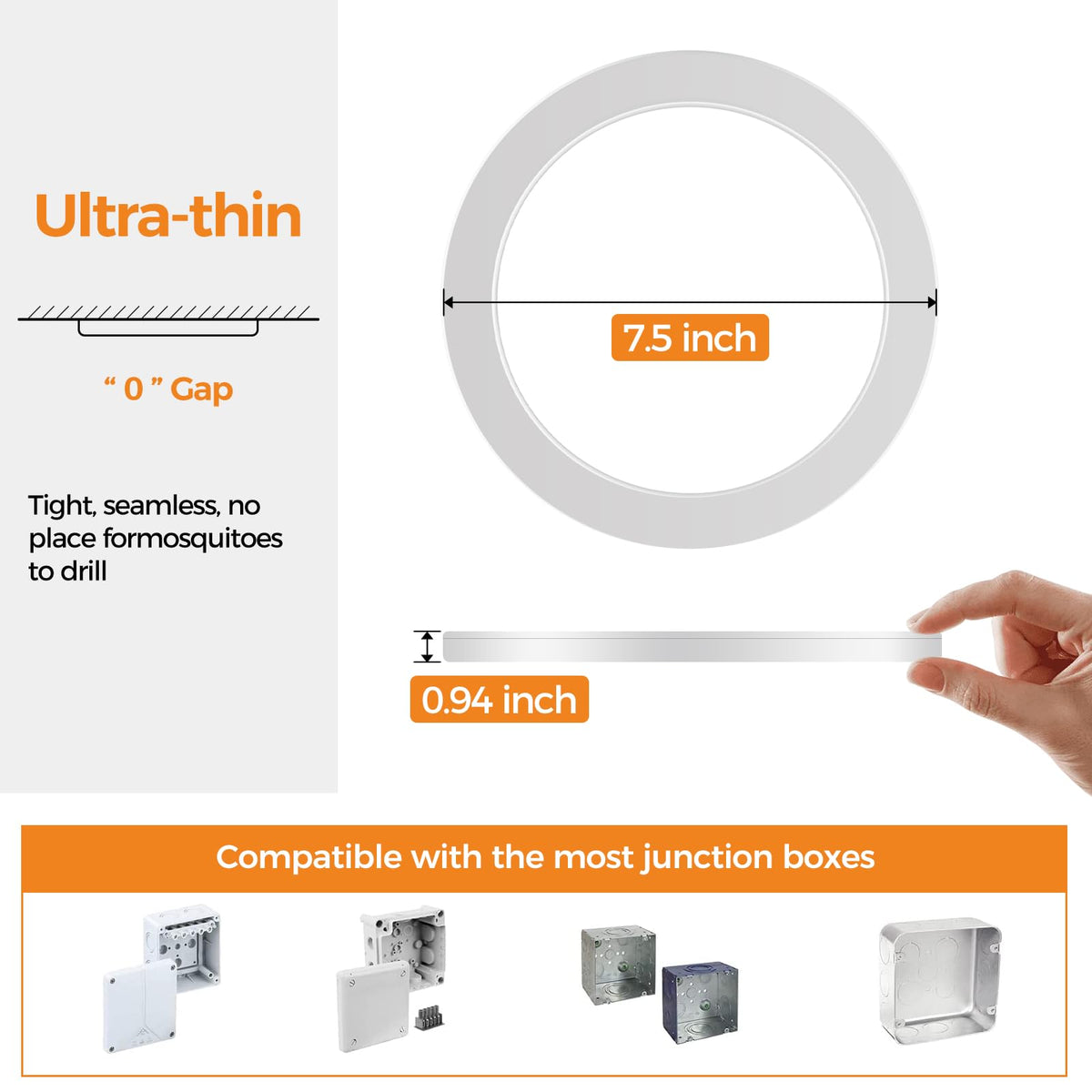 6Pack Flush Mount Ceiling Light (White / 7.5Inch-6Pack)