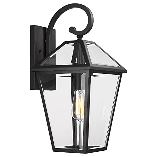 Large Outdoor Light Fixtures Wall Mount 21'' Waterproof Exterior Wall Lanterns with Glass (Black - 1 PACK / Large)