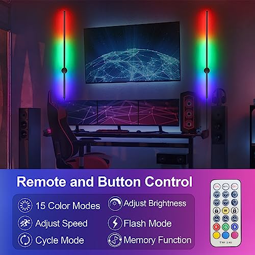 RGB LED Wall Sconces Set of Two with Remote (RGB Colors+Warm Light / 39.4 Inches)