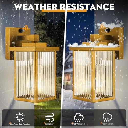 Gold Dusk to Dawn Wall Mount Porch Lights (Gold / 10.6''-1 Pack)