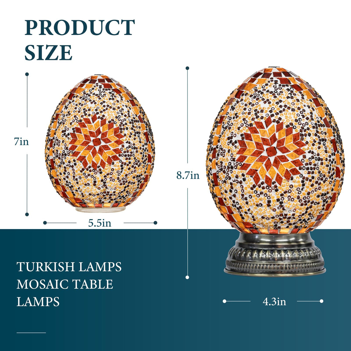 Turkish Mosaic Lamp Stained Glass Table Lamp with Tiffany Style (A - Yellow)