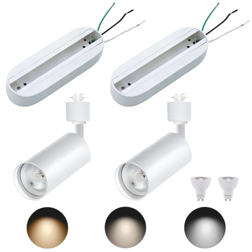 Mini Track Lighting Kit 3CCT 2PCS White Flexible Space Saving (White 3CCT / 2‑Light 0.6Ft Track Kit)