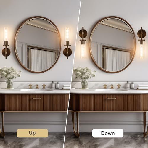 15" Knurled‑Craft Hardwired Bronze Wall Sconce (Bronze-Clear Tube / 15″-1 Pack)