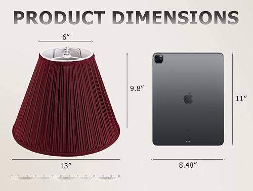 Dark Red Silk Lamp Shades Set of 2 6"×13"×9.8" Bell Shade (6*13*9.8in / Red-2 Pack)