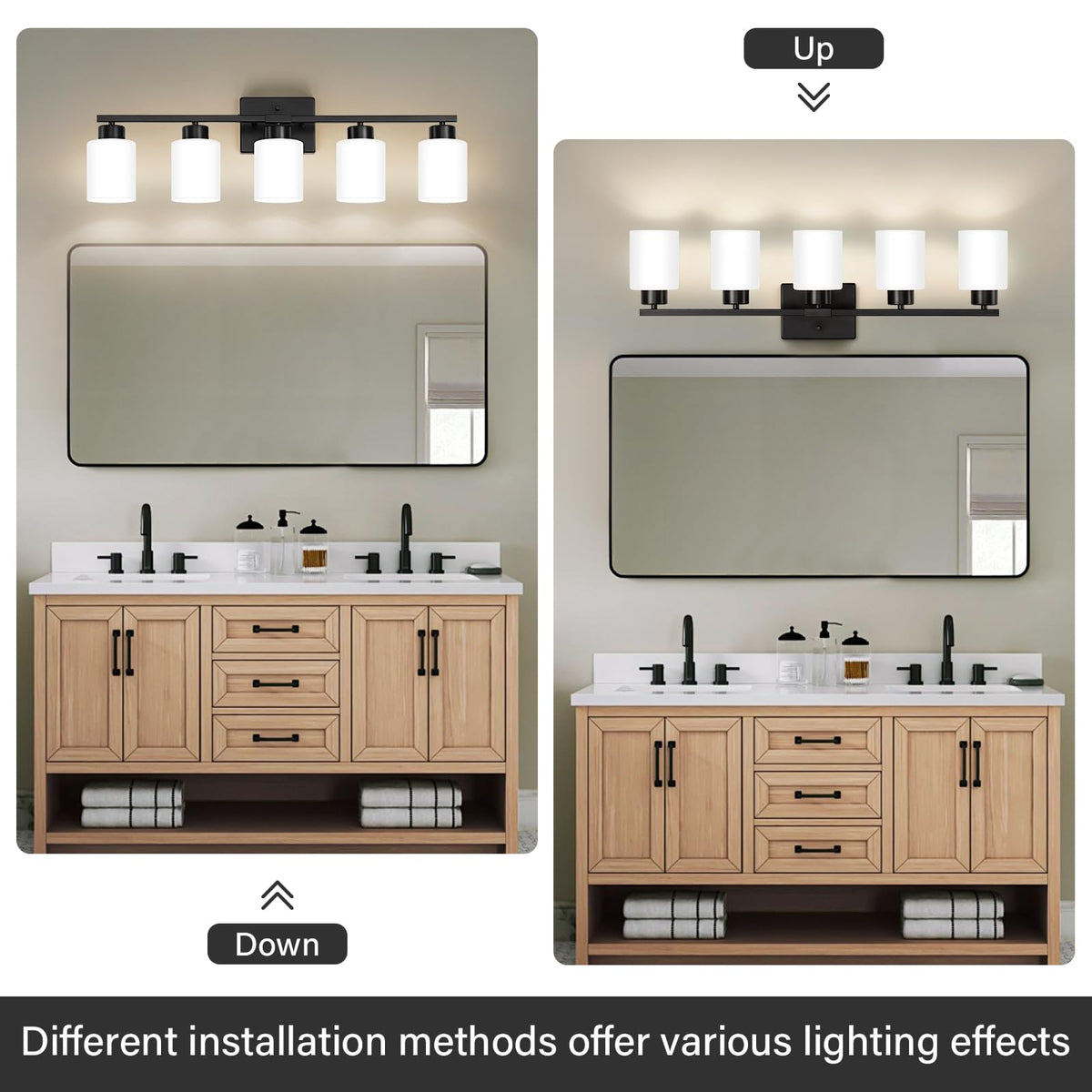 Black Bathroom Light Fixtures Vanity Lights Over Mirror (Black / 30.70 inch)