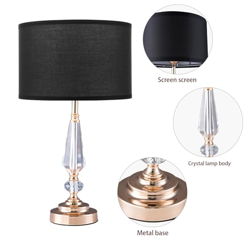 Crystal Table Lamp (Crystal pillar+Black)