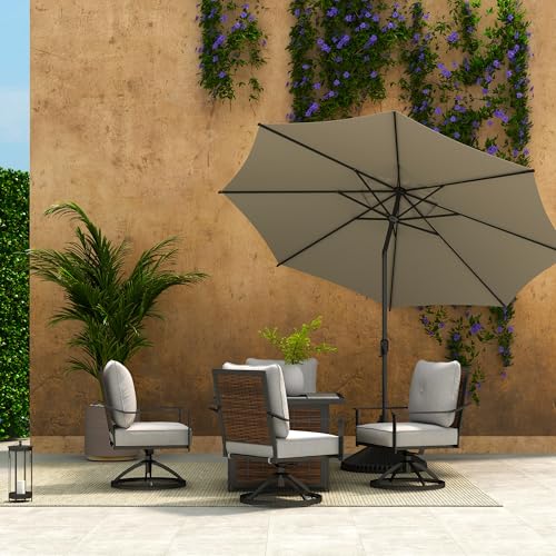 9FT Lyon Outdoor Patio Umbrella Outdoor Table Umbrella with Push Button Tilt and Crank Market Umbrella 8 Sturdy Ribs UV Protection Waterproof for Garden Deck Backyard Pool Beige (9 FT(8 Ribs) / Beige)