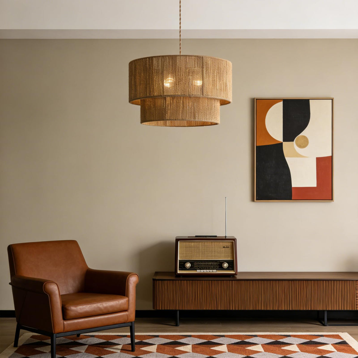 18” Plug in Pendant Light (Plug in / Brown)