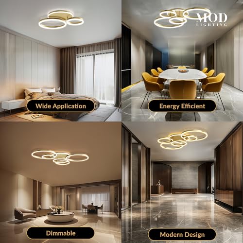 Chloe Flush Mount Ceiling Light (Metallic Gold / 6 Circles / Cool White)