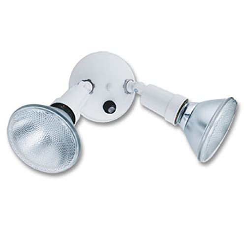 Dusk-to-Dawn Twin Par Outdoor Flood Light Holder, White (White / 1 Count (Pack of 1) / Dusk to Dawn Photocell)