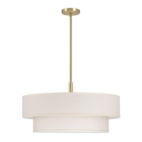 4 Light 20 Inch Fabric Shade Hanging Rod Pendant Ceiling Light Fixture