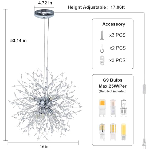 Modern Crystal Chandeliers Firework (Chrome / 8-Light (Plug In))