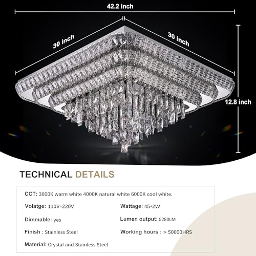 Crystal Chandeliers (Silver / 43 inches)