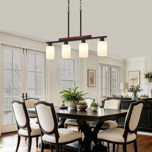 Farmhouse Kitchen Island Lighting (4-Light White Glass)