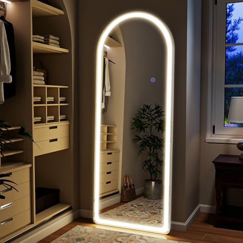 71"x26" LED Arched Mirror Full Length with Dimmable Lights (White / 71"L x 26"W)