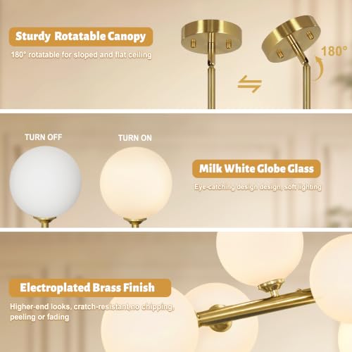 Modern Linear Chandeliers for Dining Room (Gold and White Shade / 55inch)