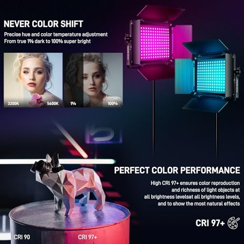 GVM RGB LED Video Light with Lighting Kits