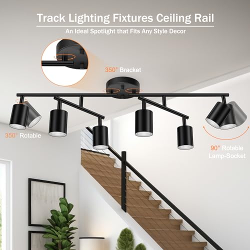 Track Lighting Fixtures Ceiling Black (Black / 29.9" 6 Light Track Light)