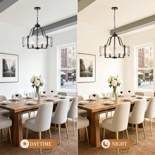 Water Textured Glass Chandelier (Black / 22 Inch)