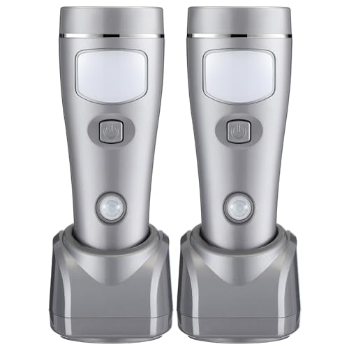 2 Pack 4 in 1 LED Emergency Lights for Home Power Failure (Silver)