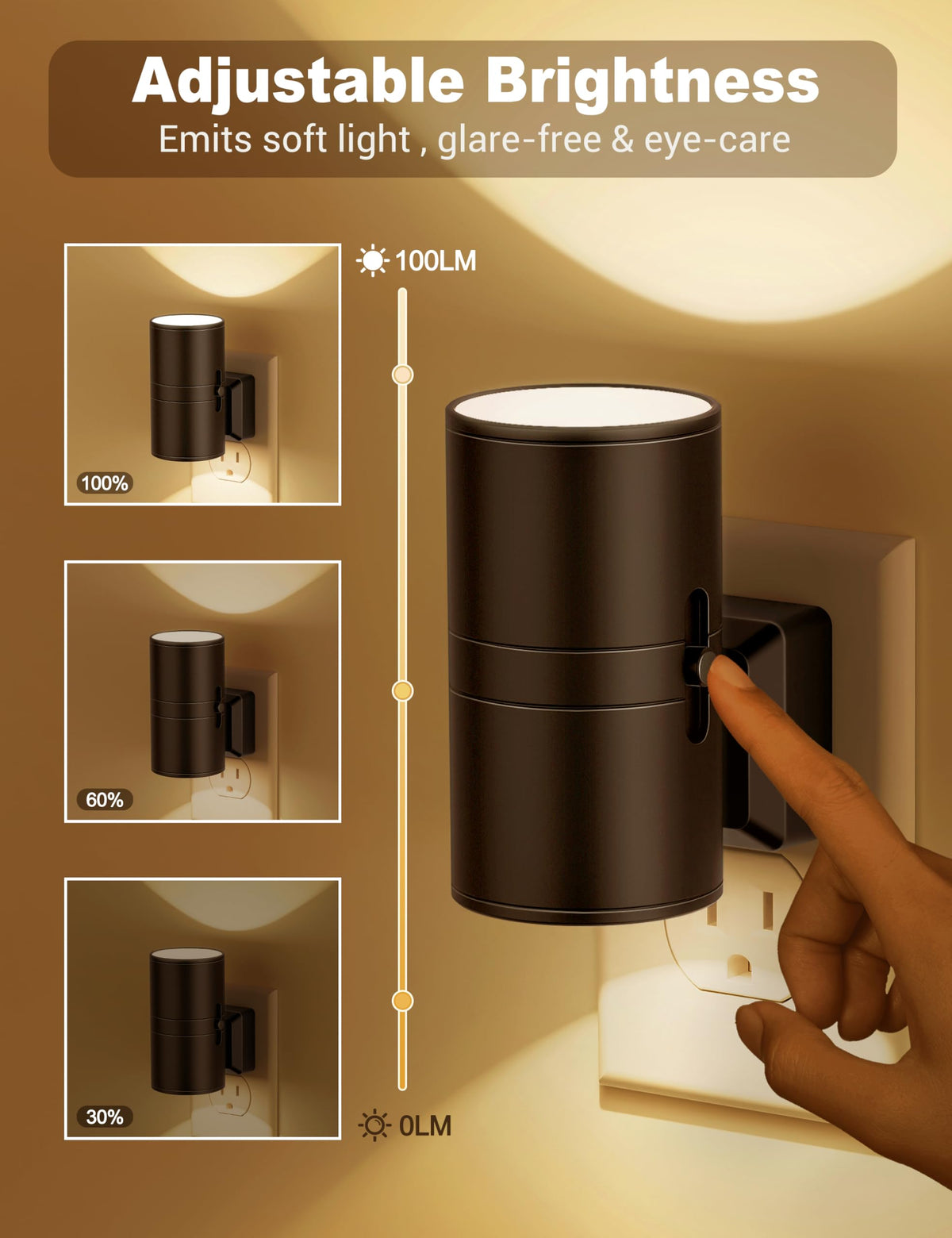 Night Lights Plug into Wall (Black)