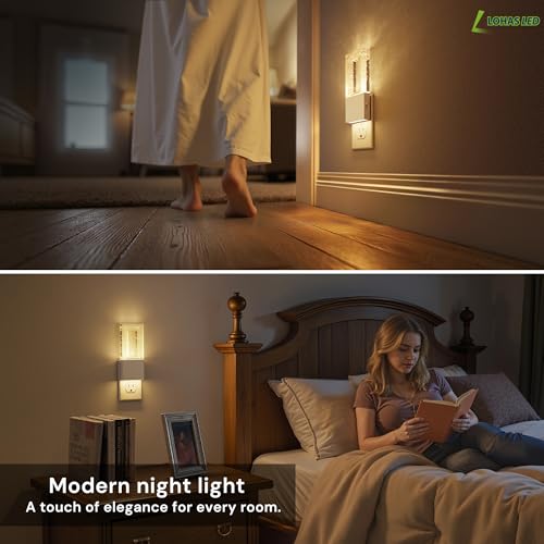 Night Light Foldable Night Lights Plug into Wall 2 Pack (White)
