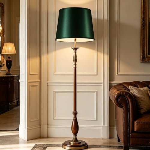 Large Green Lamp Shades Set of 1 (14"×16"×10"-1 Pc / Green Natural Faux Silk)