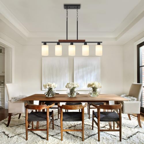Farmhouse Kitchen Island Lighting (5-Light White Glass)